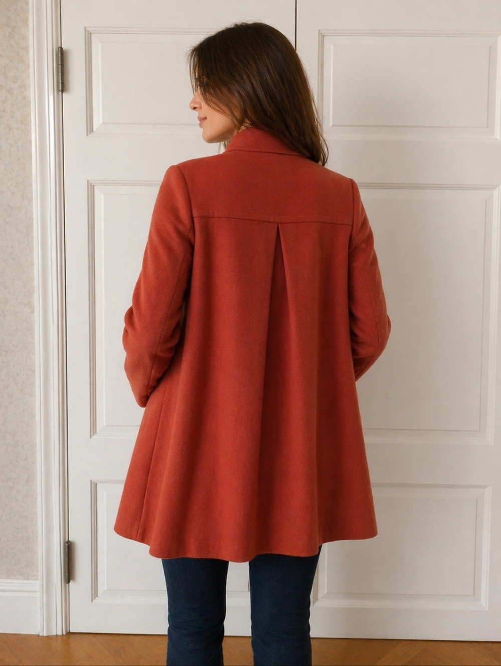 Womens Orange Wool-Blend Toggle Coat.Pit To Pit 19" - Picture 2 of 10